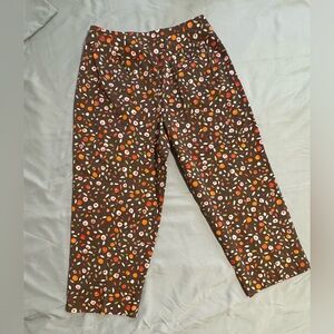 Talbots Petites Brown Floral Cropped Pants Size 8P Stretch